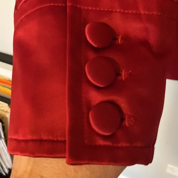 Dennis by Dennis Basso Women’s Red Spring Coat Size Large Festive color, EUC. - Picture 5 of 17